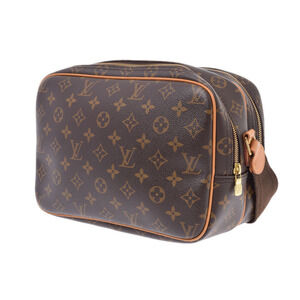 Louis Vuitton Monogram Reporter Shoulder Bag Leather Brown